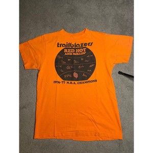 Vintage Rare Portland Trail Blazers 70s 1977 NBA Champions Shirt Anvil Men's L